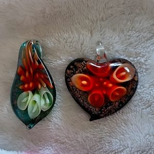 Blown Glass Pendants With Flowers Inside Beautiful